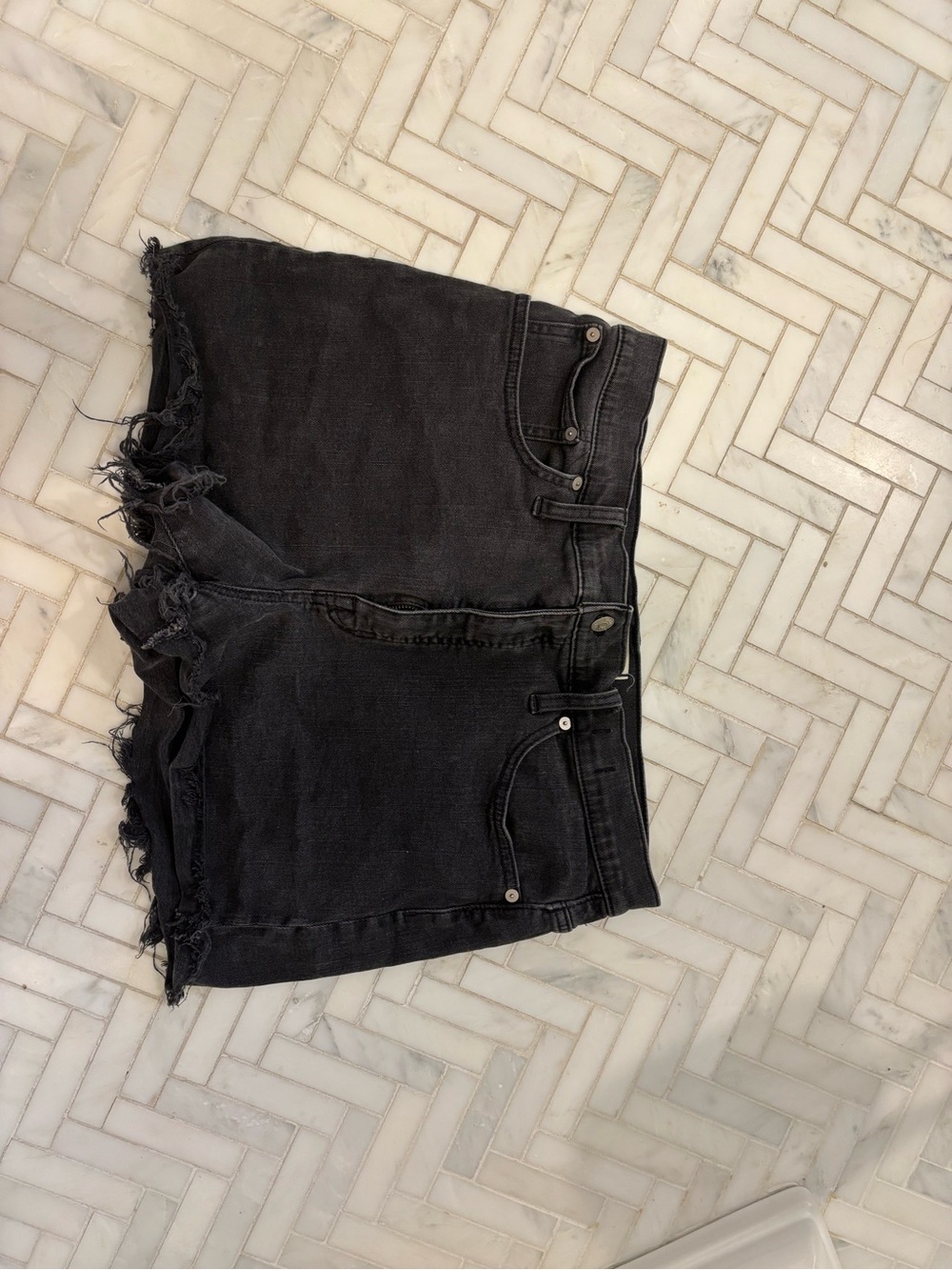 Madewell Black Distressed Cutoff Denim Shorts